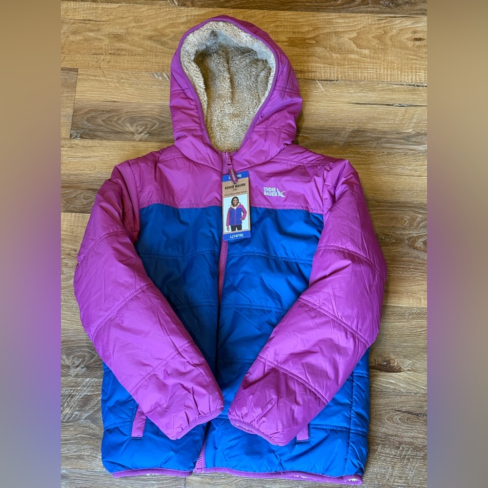 Eddie Bauer Girl Insulated Quilted Reversible Fall Winter Cold Weather Coat